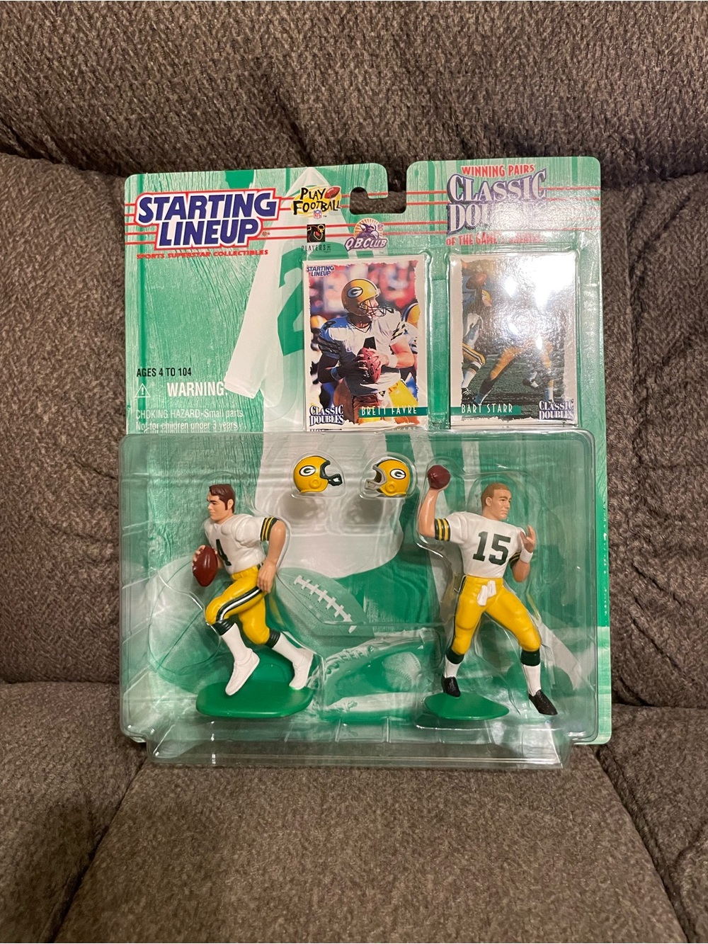 The 1997 Starting Lineup "Classic Doubles" Brett Favre and Bart Starr.